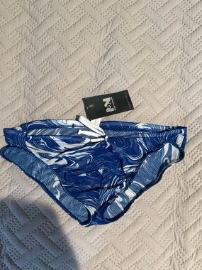 N2N Bodywear Blue Marble mens sheer swim briefs size small new